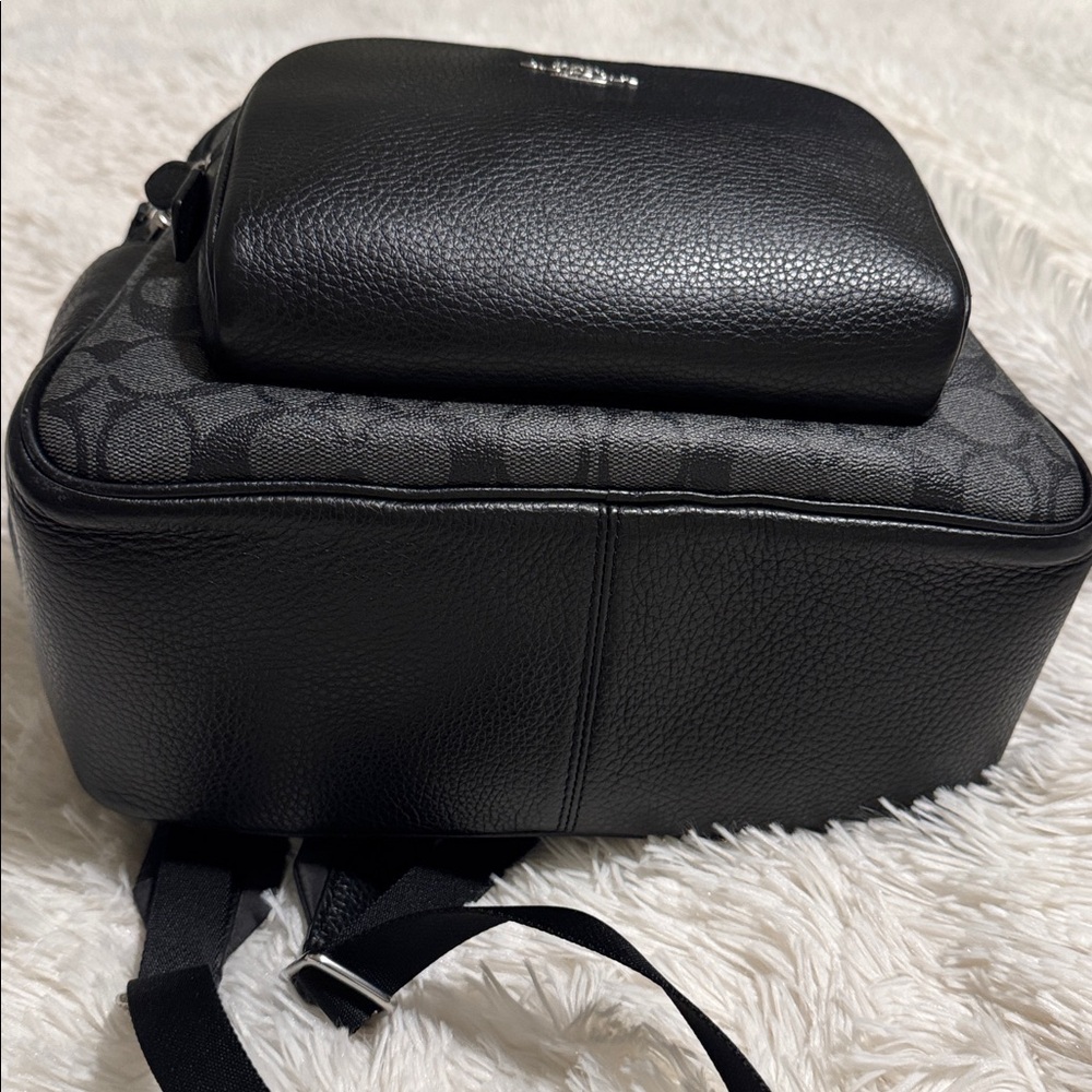 Coach Charcoal and Black Patterned Court Backpack In Signature Canvas - Picture 12 of 16